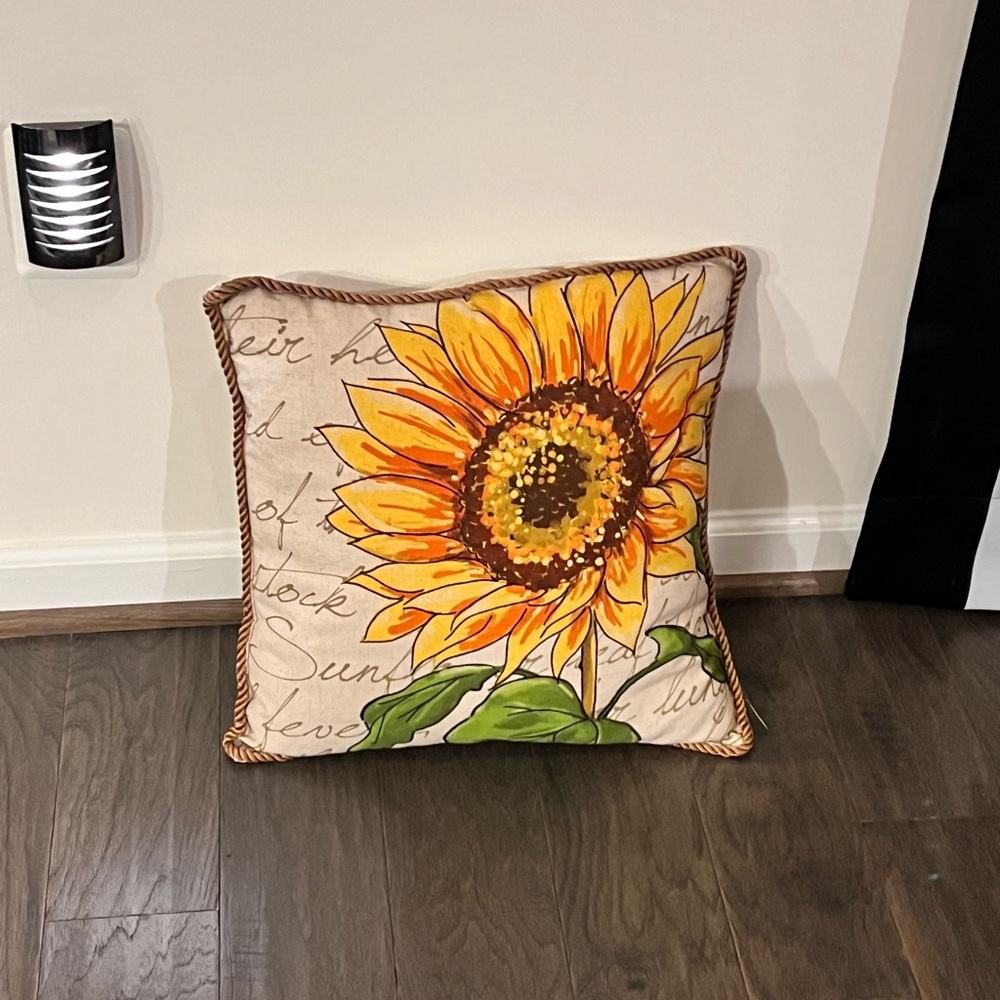 Sunflower Throw Pillow decoration 16”x16” - Picture 2 of 5